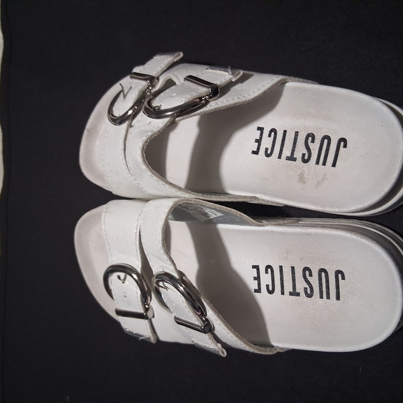 Justice White Sandals with Contoured Footbed - Picture 3 of 7